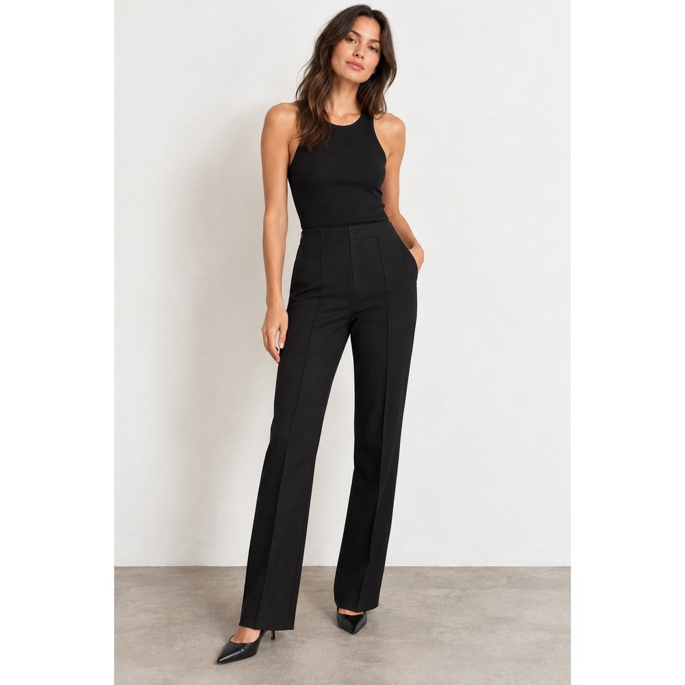 & Other Stories Paris Atelier Black High Waisted Seam Front Trousers Size 8